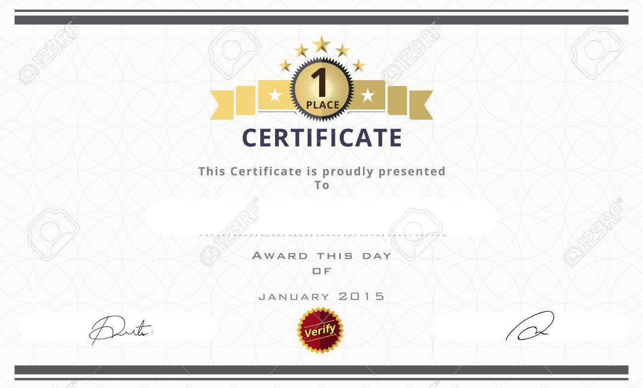 Certificate Template With First Place Concept. Certificate Border.. For First Place Award Certificate Template