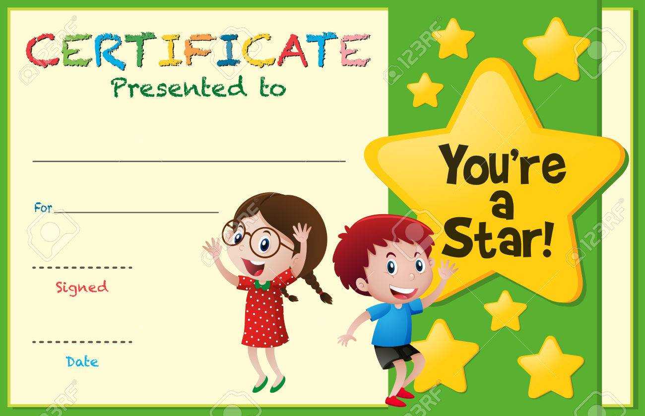 Certificate Template With Kids And Stars Illustration Throughout Running Certificates Templates Free
