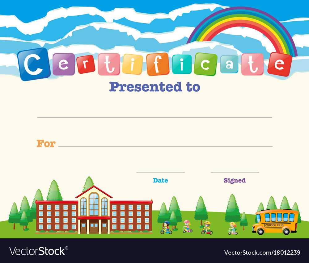 Certificate Template With Kids At School Regarding Certificate Templates For School