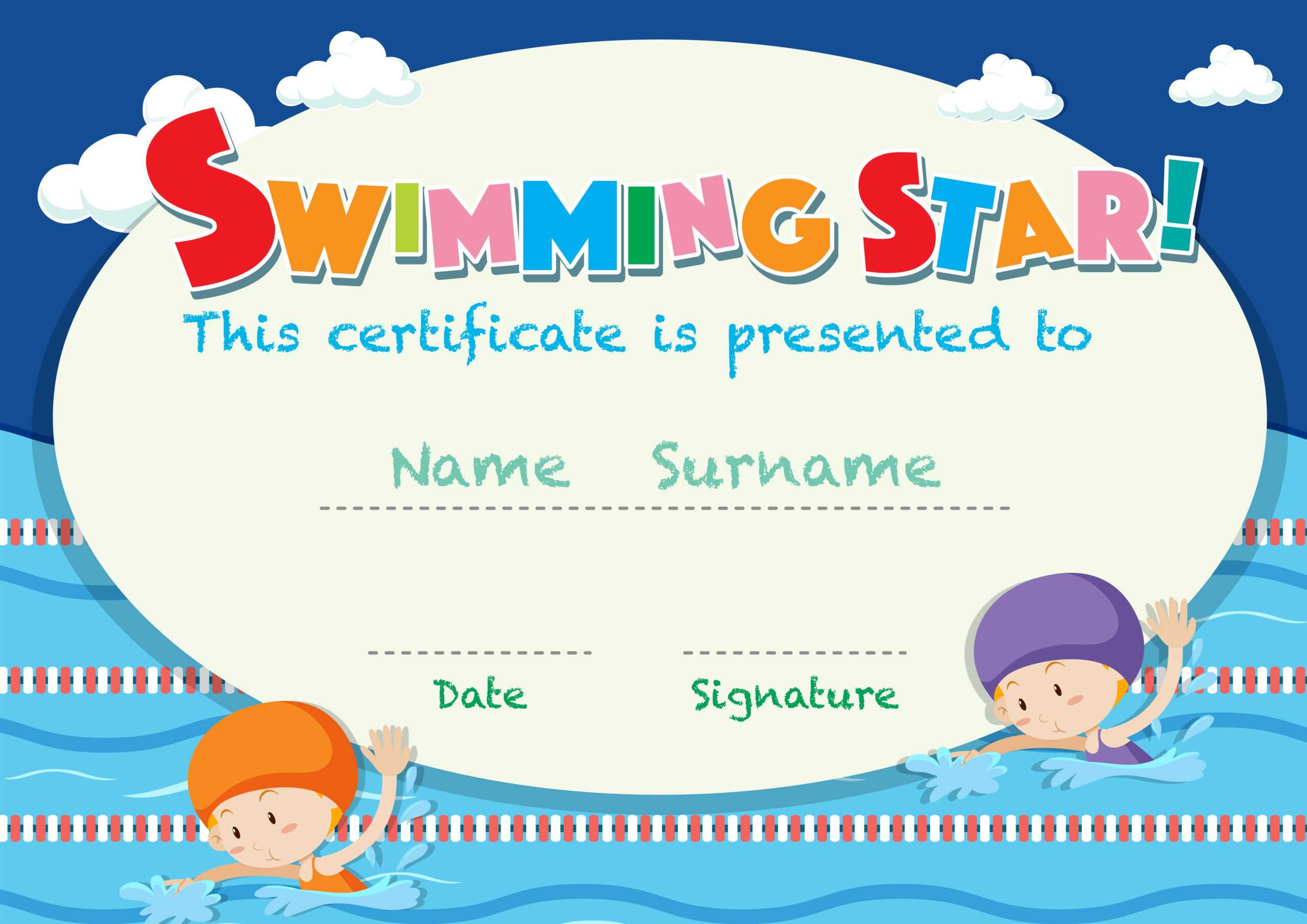 Certificate Template With Kids Swimming – Download Free Within Swimming Certificate Templates Free