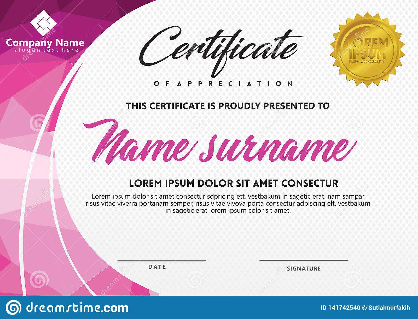 Certificate Template With Polygonal Style And Modern Pattern For Seminar Invitation Card Template