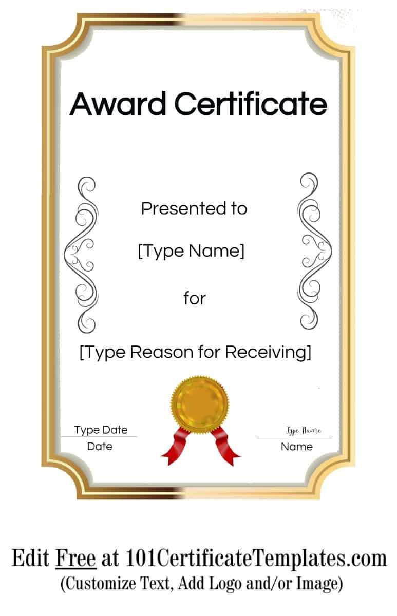 Certificate Templates Throughout Printable Certificate Of Recognition Templates Free