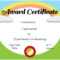 Certificates For Kids inside Certificate Of Achievement Template For Kids