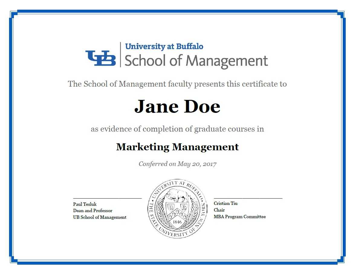 Certificates – School Of Management – University At Buffalo Pertaining To Classroom Certificates Templates