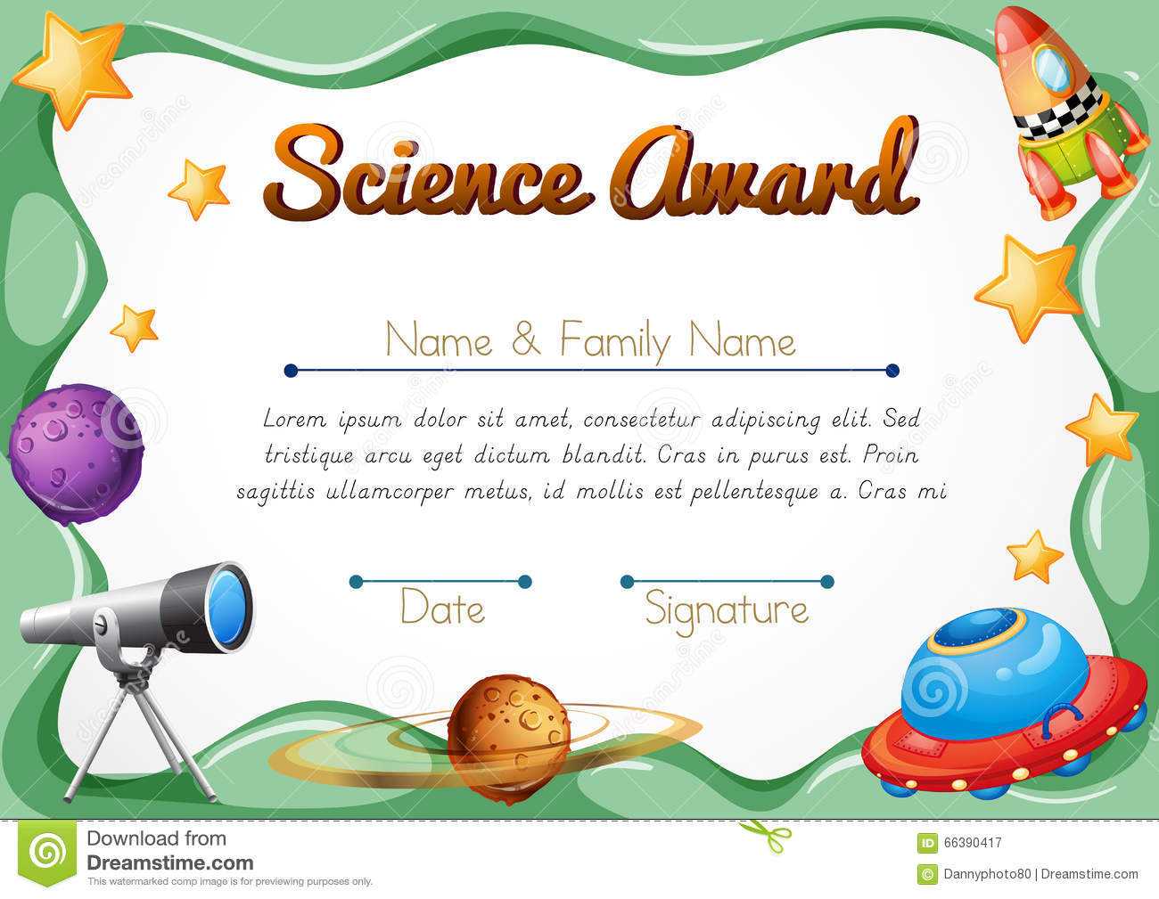 Certification Template For Science Award Stock Vector Pertaining To Walking Certificate Templates