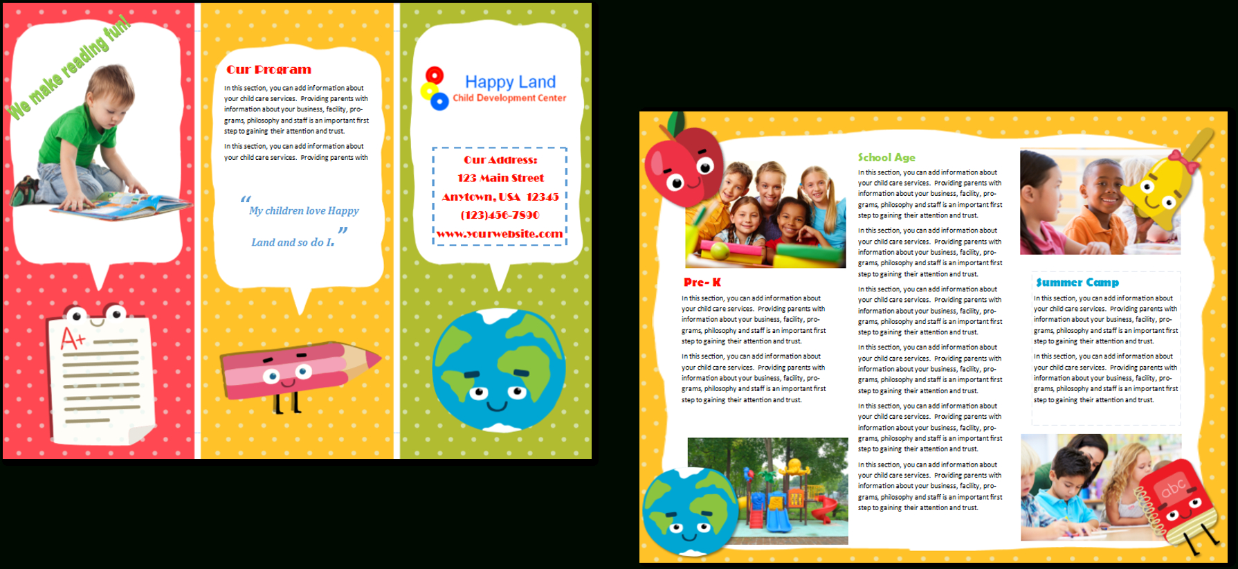 Child Care Brochure Template 22 with Daycare Brochure Template