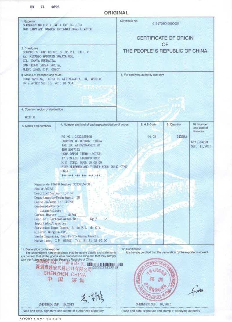 China Certificate Of Origin | Cfc Pertaining To Certificate Of Origin For A Vehicle Template