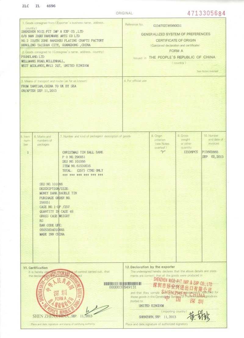 China Certificate Of Origin | Cfc With Certificate Of Origin For A Vehicle Template
