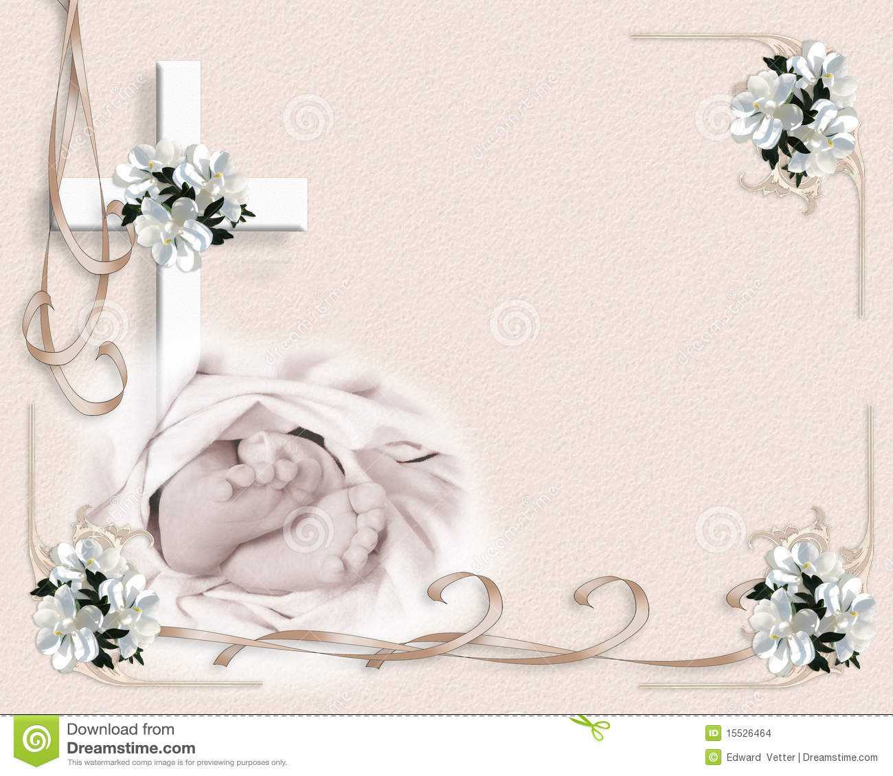 Christening Baptism Invitation Stock Illustration Throughout Free Christening Invitation Cards Templates