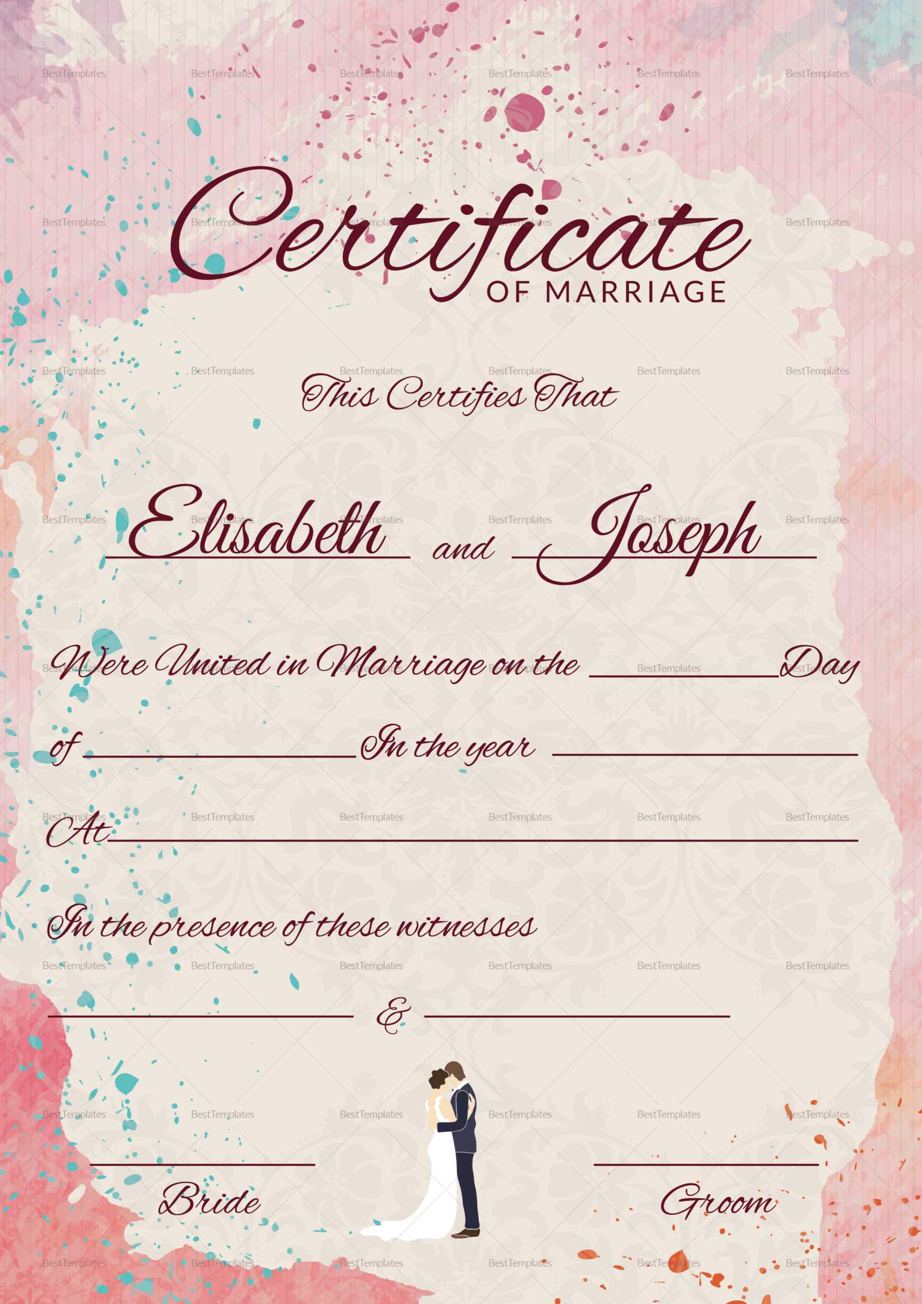 Christian Marriage Certificate Template With Certificate Of Marriage Template