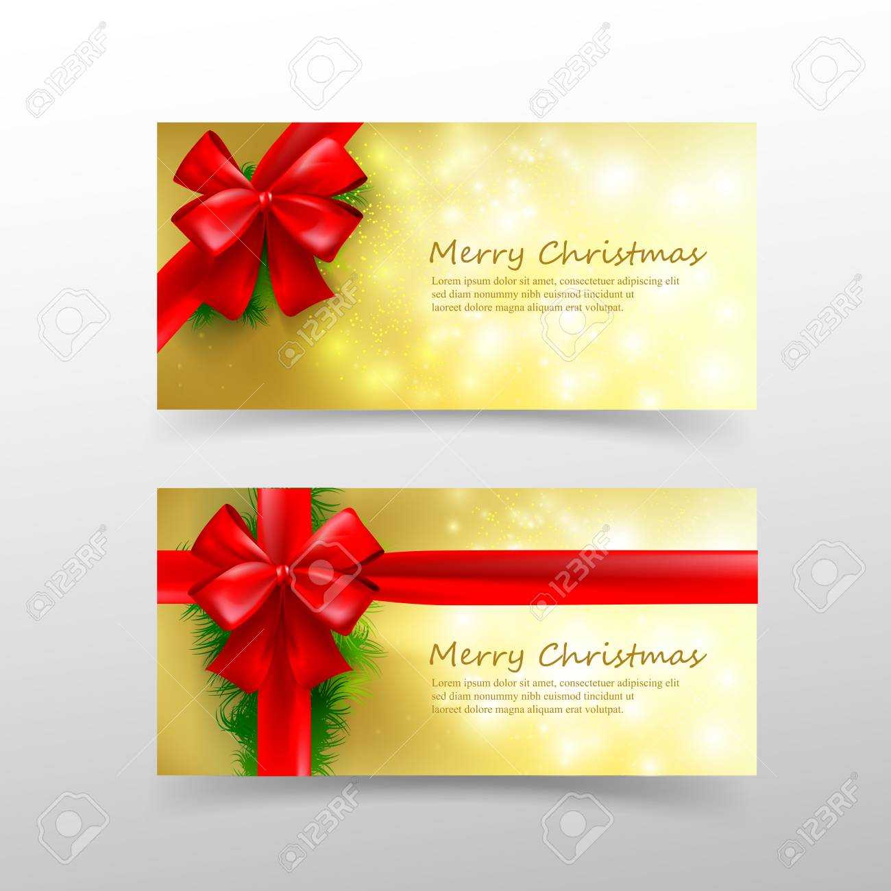 Christmas Card Template For Invitation And Gift Voucher With.. With Regard To Present Card Template