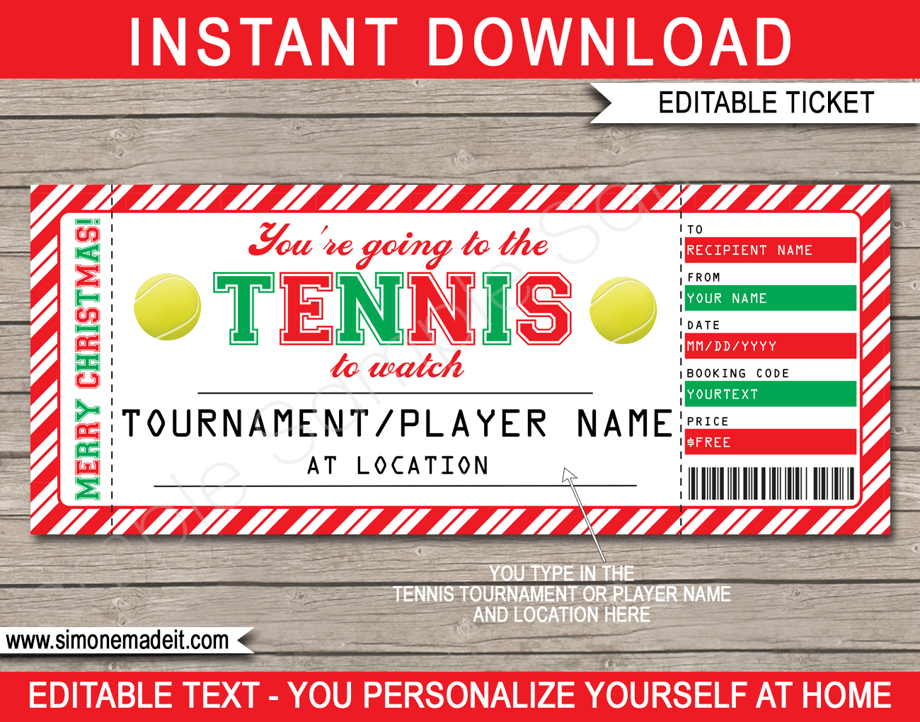 Christmas Tennis Gift Tickets For Tennis Gift Certificate Template