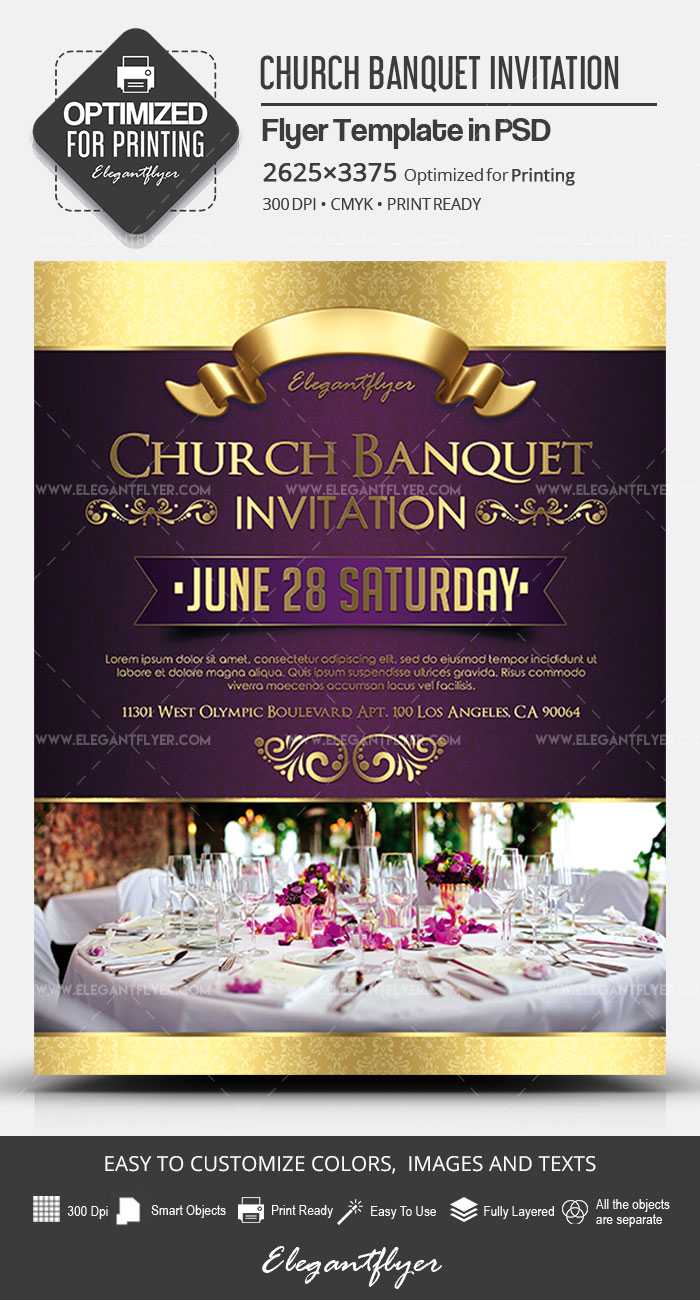 Church Banquet Invitation – Premium Psd Template Within Church Invite Cards Template