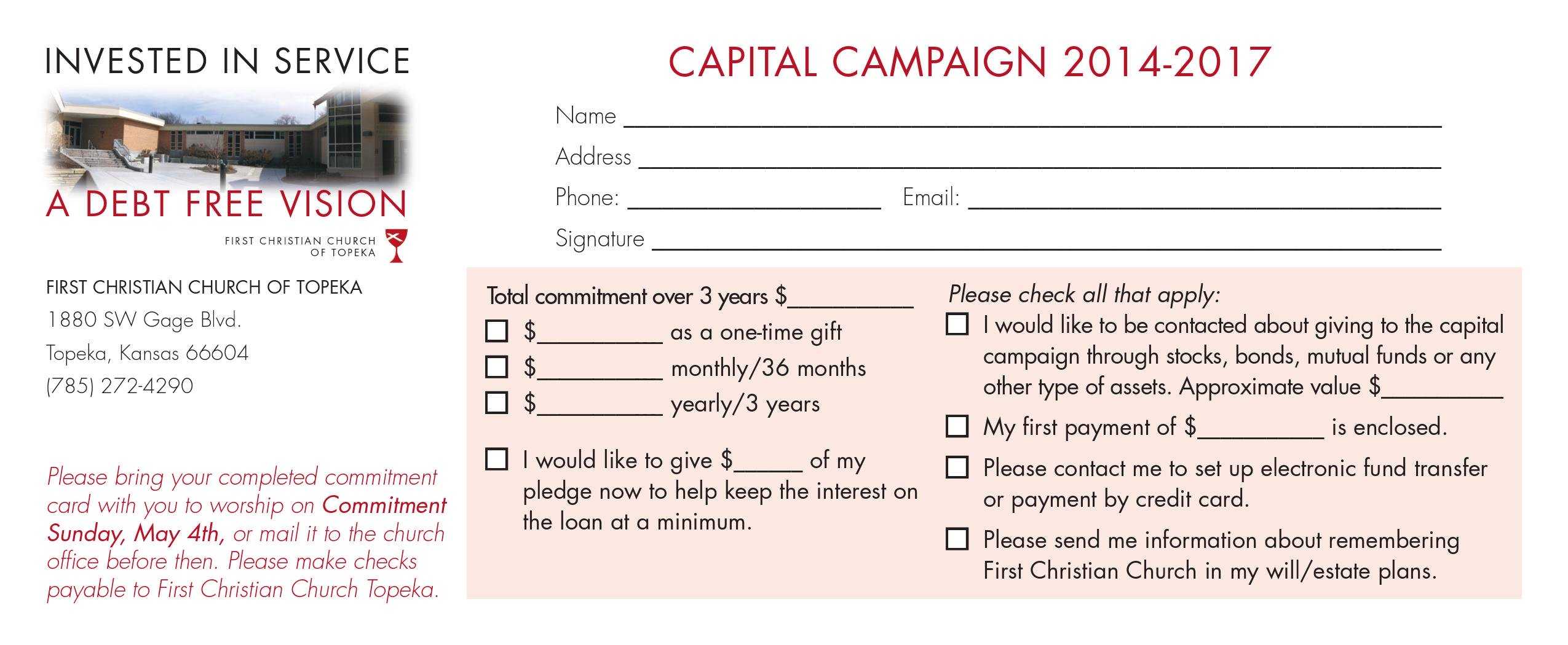 Church Capital Campaign Pledge Card Samples Pertaining To Free Pledge Card Template