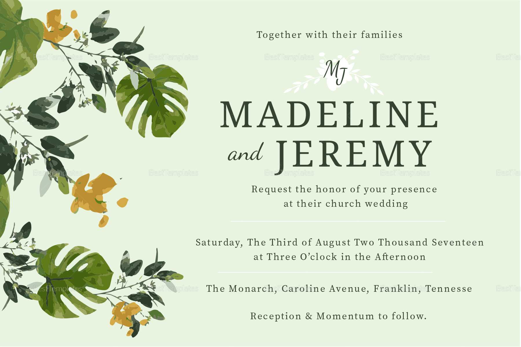 Church Wedding Invitation In Landscape And Portrait Intended For Church Wedding Invitation Card Template