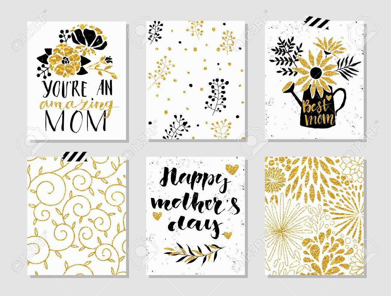 Collection Of 6 Cute Card Templates For Mothers Day.stylish Simple.. With Mothers Day Card Templates