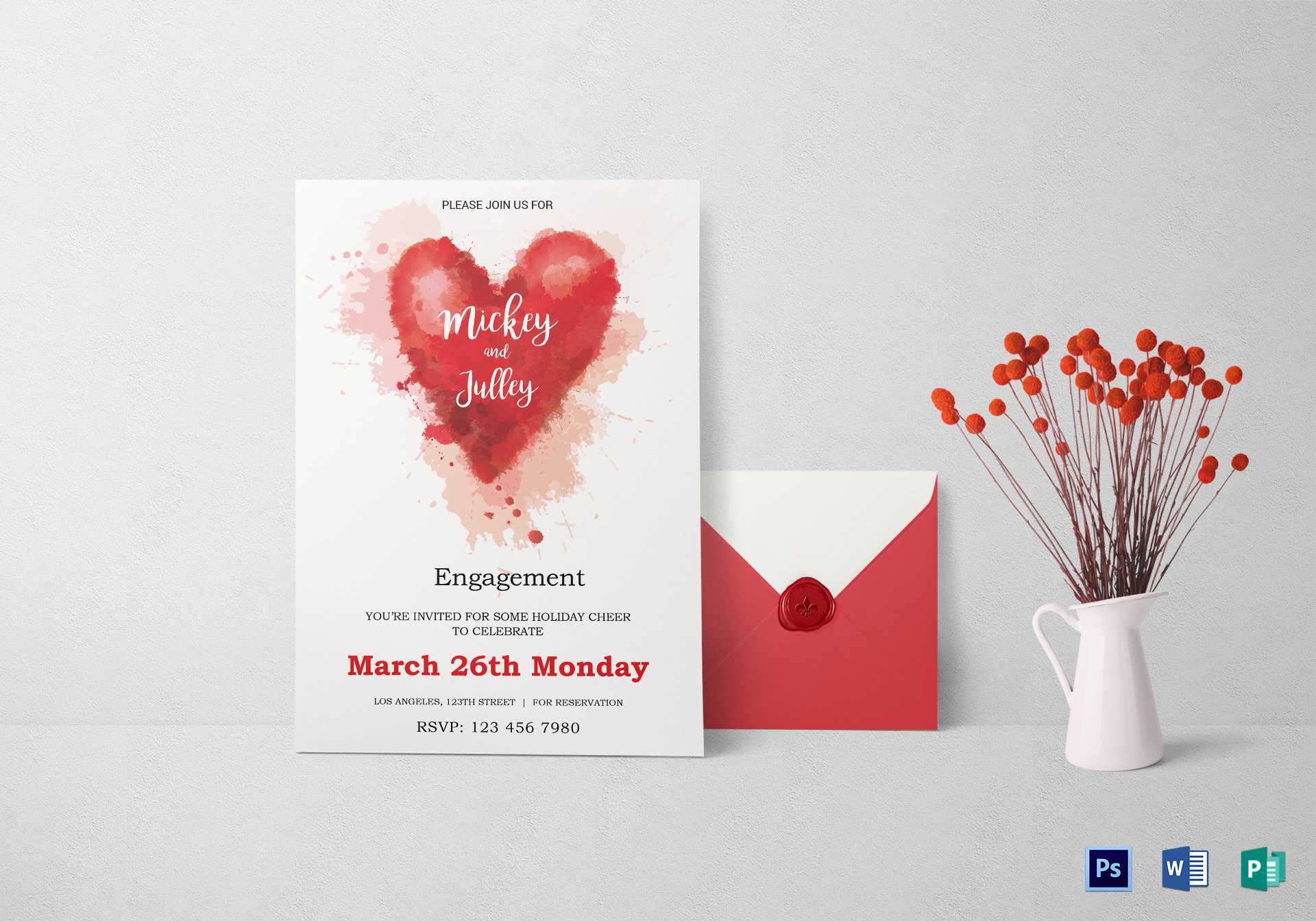 Colorful Engagement Invitation Card Template In Engagement Invitation Card Template