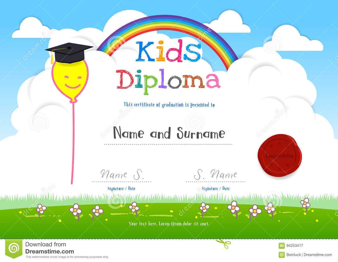 Colorful Kids Summer Camp Diploma Certificate Template In With Children's Certificate Template