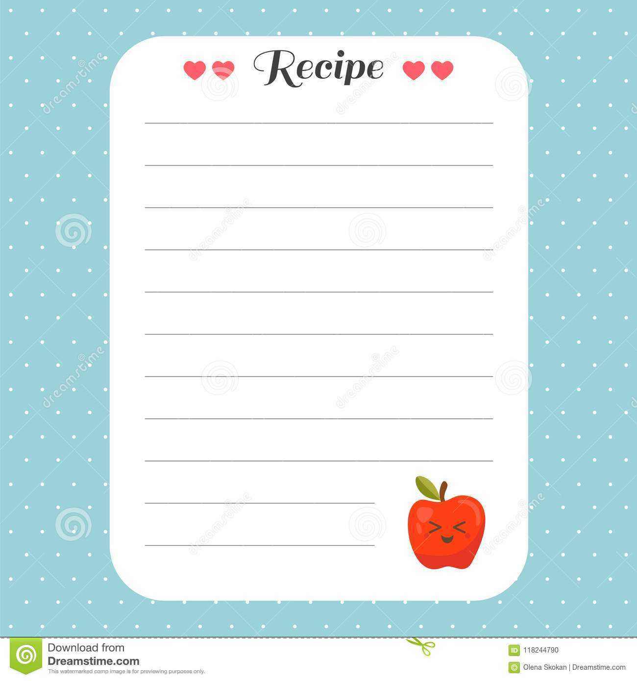 Cookbook Template Page. Recipe Card Template. For Restaurant Intended For Restaurant Recipe Card Template