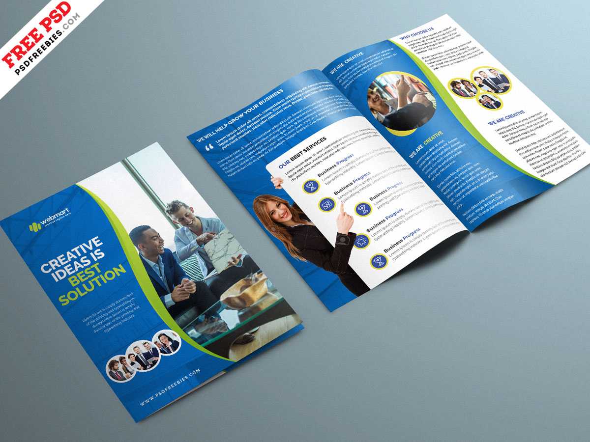 Corporate Bifold Brochure Psd Template | Psdfreebies With Regard To Two Fold Brochure Template Psd