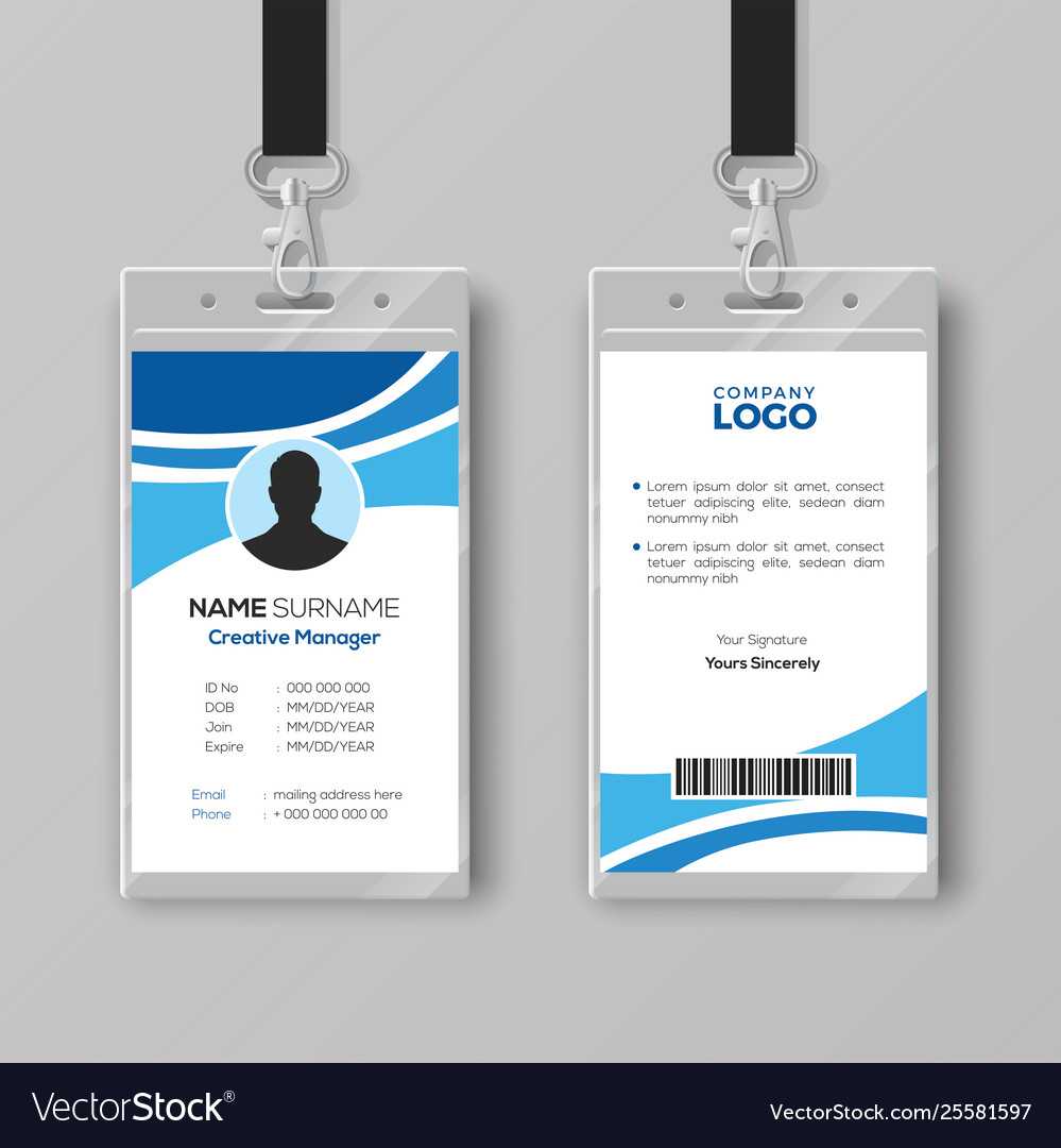 Corporate Id Card Template With Blue Details Pertaining To Work Id Card Template