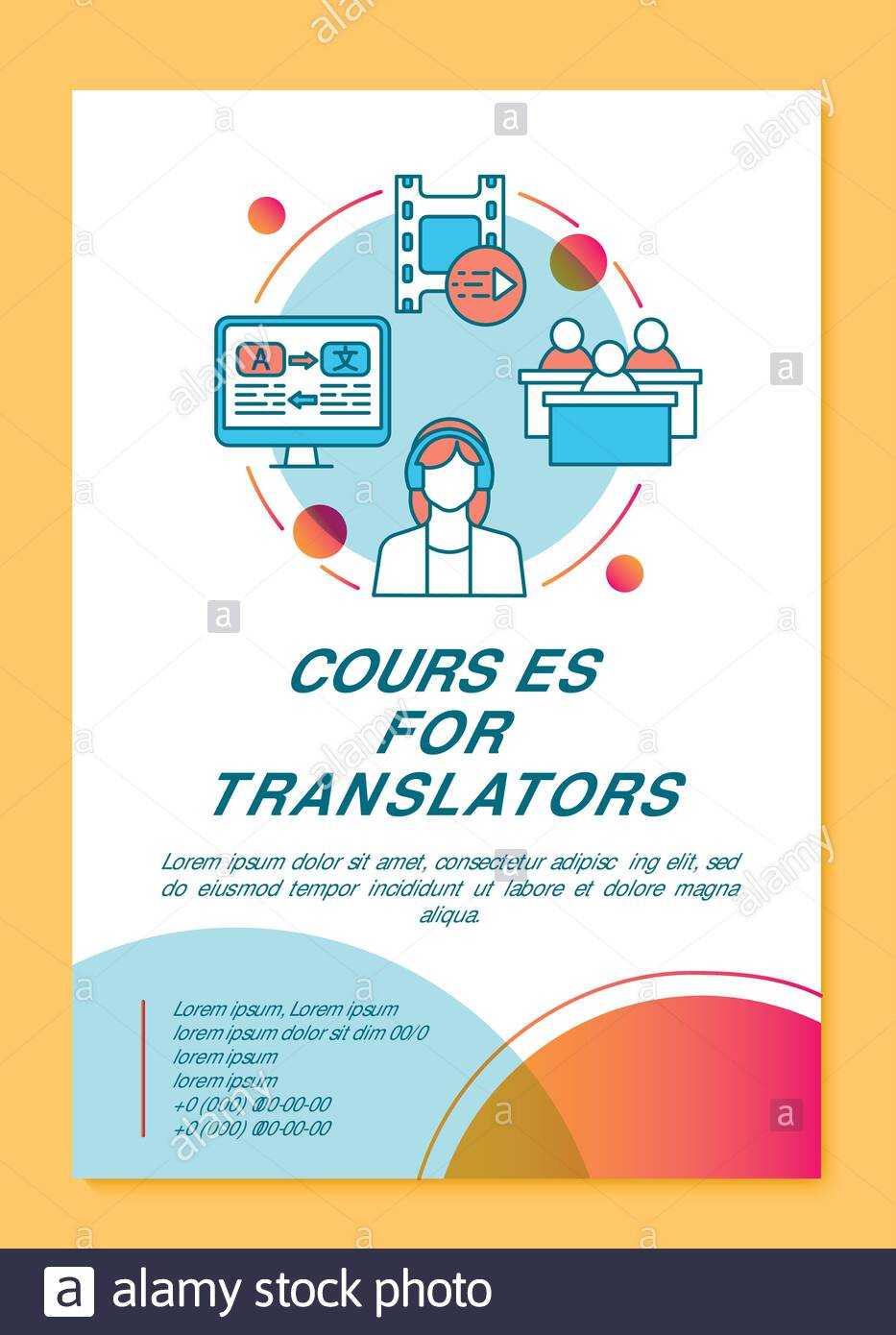 Courses For Translators Brochure Template Layout. Translator Regarding Training Brochure Template