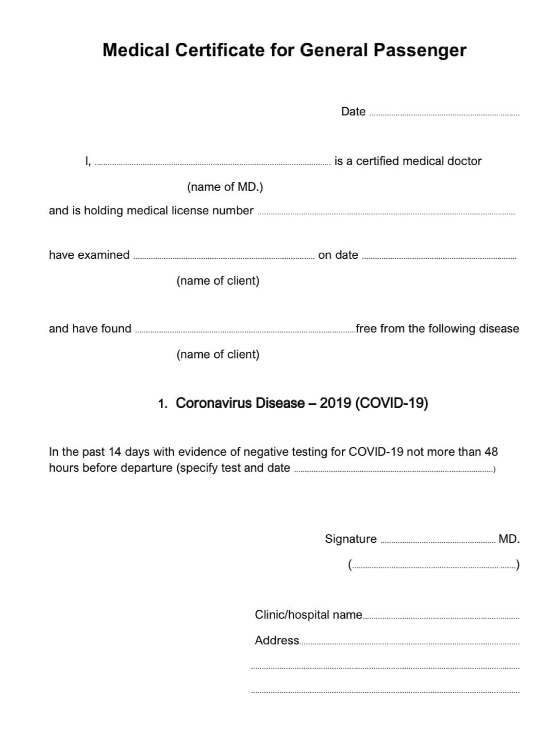Covid19 Medical Certificate Fit To Fly | Templates At Regarding Fit To Fly Certificate Template