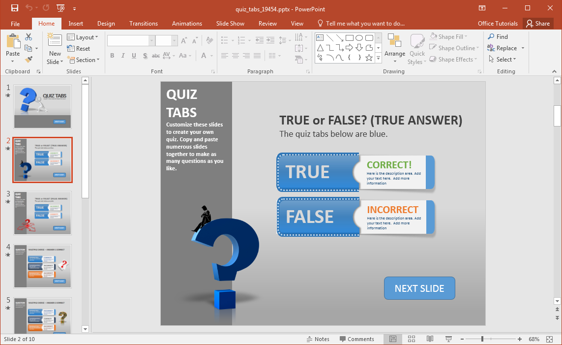 Create A Quiz In Powerpoint With Quiz Tabs Powerpoint Template for Powerpoint Quiz Template Free Download