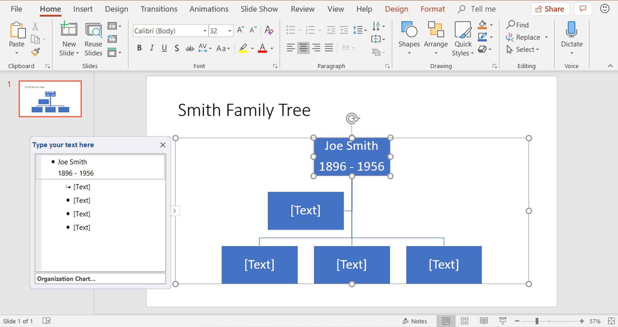 Create Family Trees Using Powerpoint Organization Chart In Powerpoint Genealogy Template