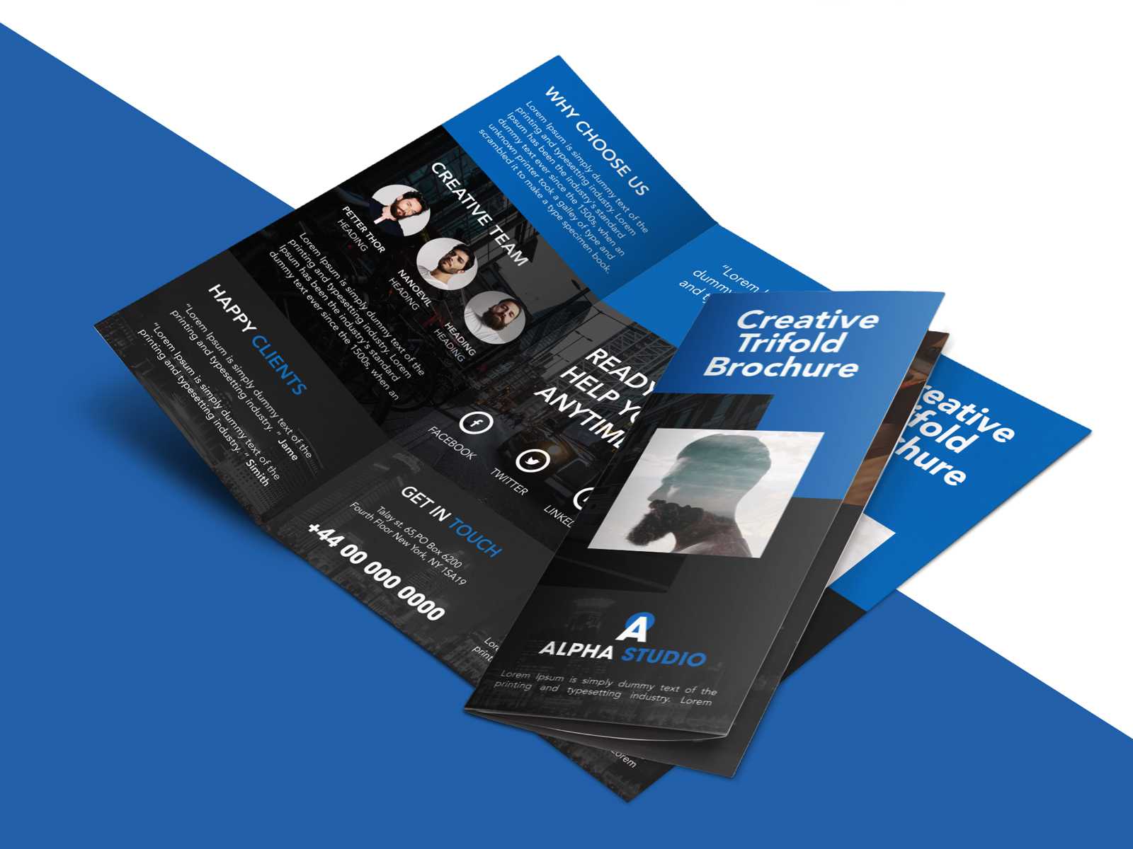 Creative Agency Trifold Brochure Free Psd Template In Tri Fold Brochure Template Indesign Free Download