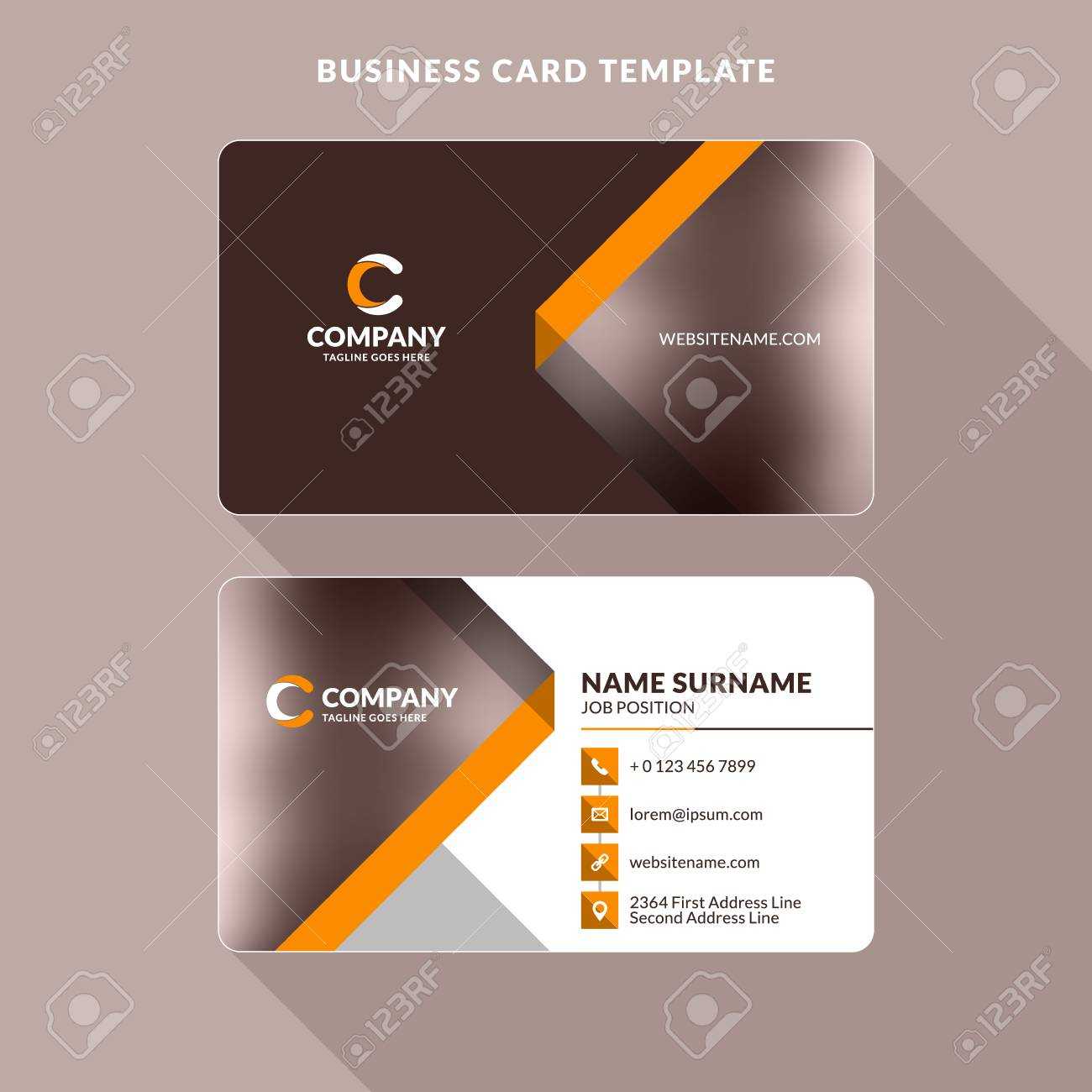 Creative And Clean Double Sided Business Card Template. Orange.. With Double Sided Business Card Template Illustrator