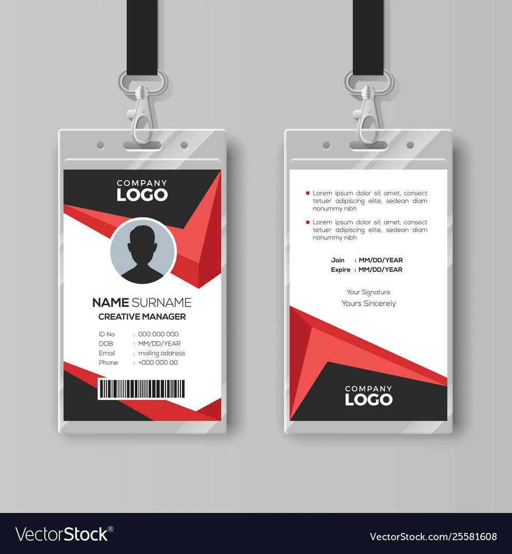 Creative Id Card Template With Black And Red Within Media Id Card Templates
