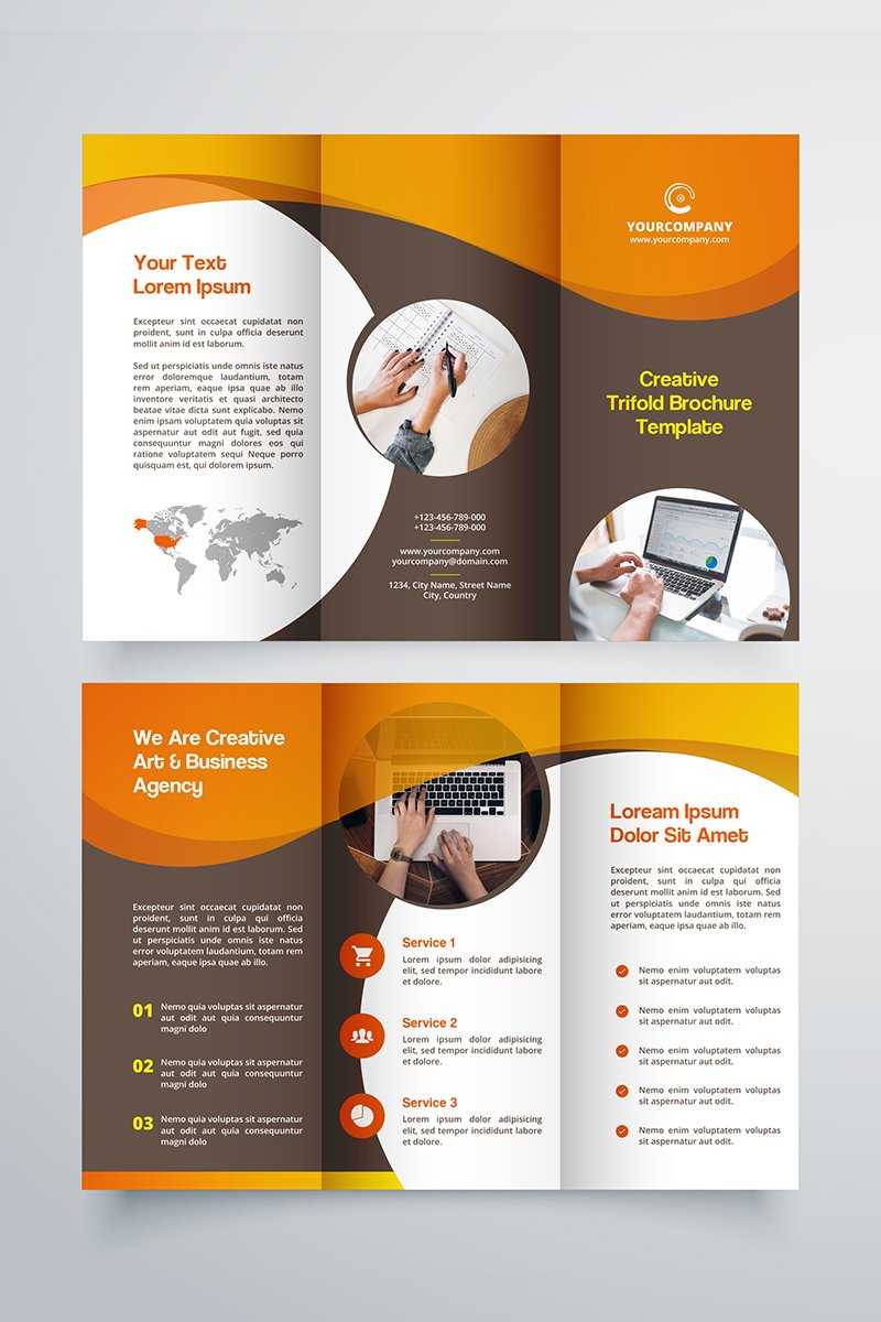 Creative Trifold Brochure Template. 2 Color Styles №80614 Regarding Country Brochure Template