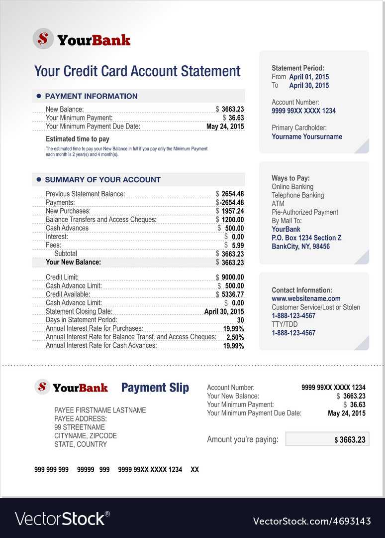 Credit Card Bank Account Statement Template Regarding Credit Card Statement Template