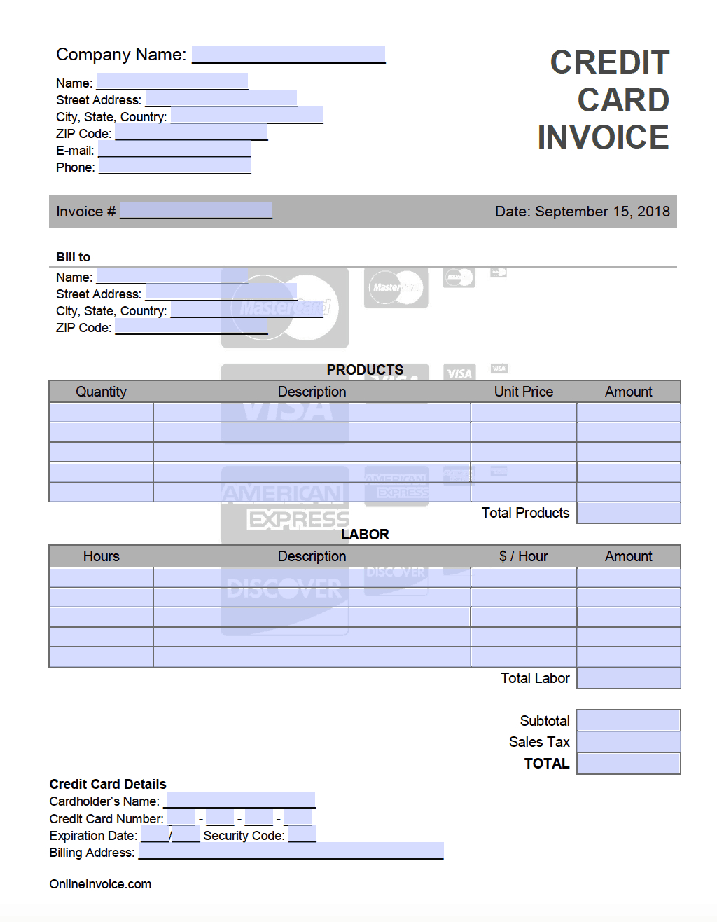 Credit Card Invoice Template - Onlineinvoice With Regard To Credit Card Receipt Template
