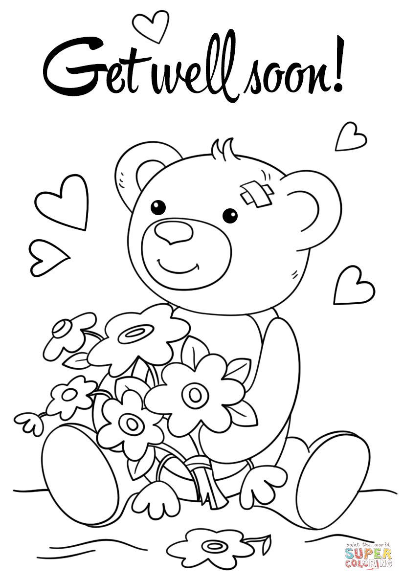 Cute Get Well Soon Coloring Page | Free Printable Coloring Pages For Get Well Soon Card Template