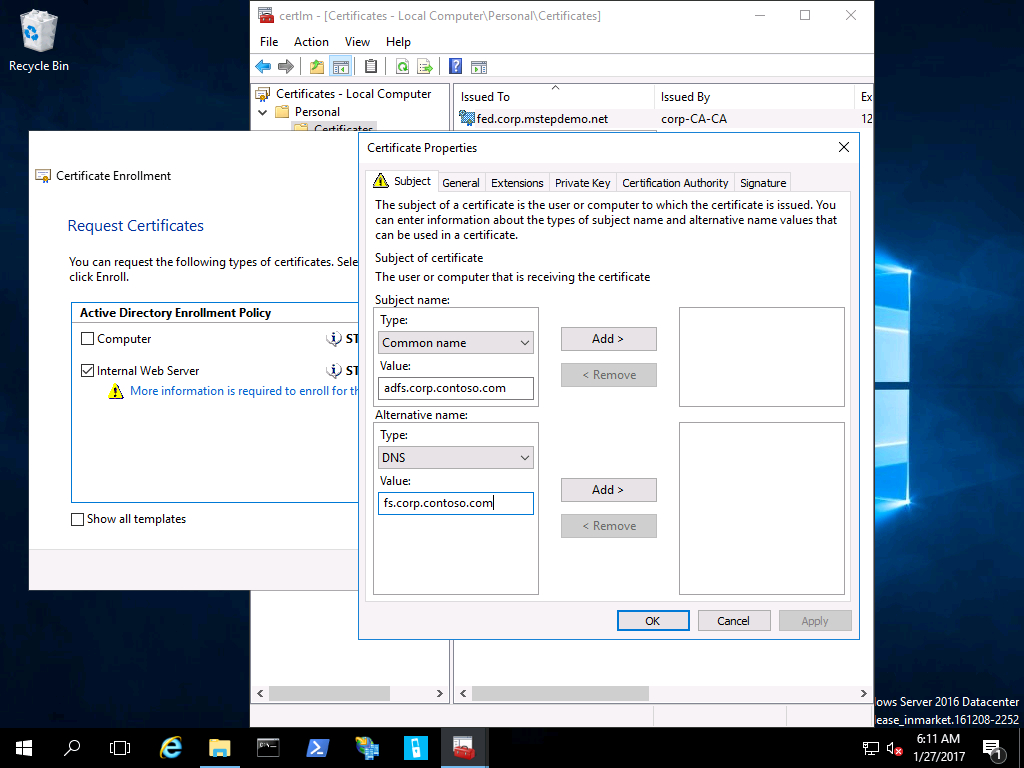 Подготовка & Развертывание Доверия К Сертификату Ad Fs Inside Domain Controller Certificate Template
