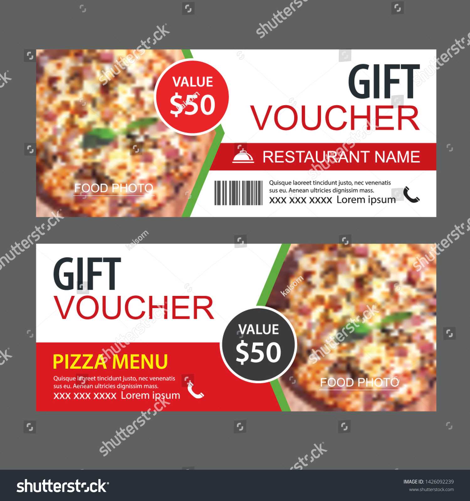 Стоковая Векторная Графика «Discount Gift Voucher Fast Food For Pizza Gift Certificate Template