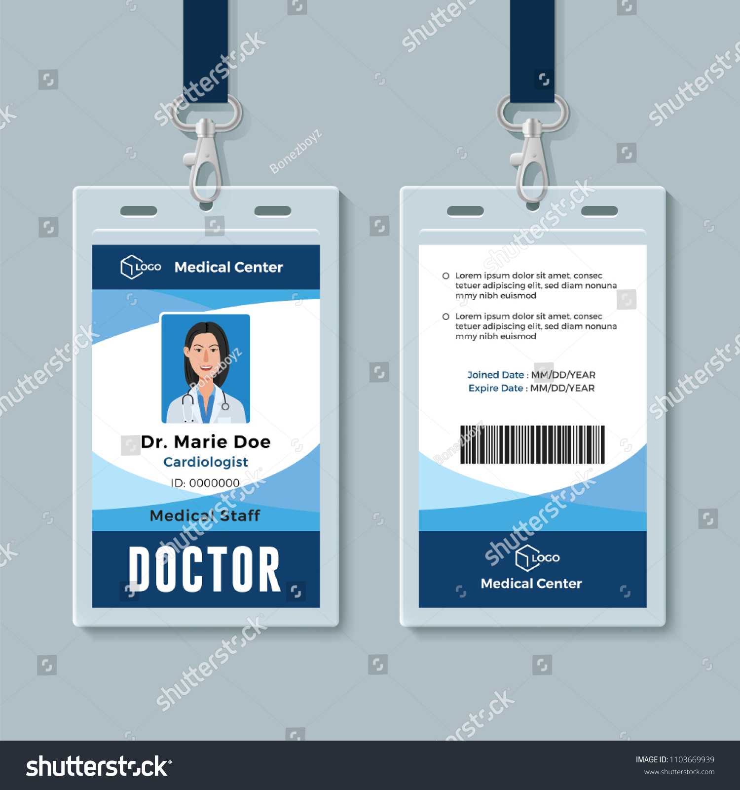 Стоковая Векторная Графика «Doctor Id Badge Medical Identity With Doctor Id Card Template