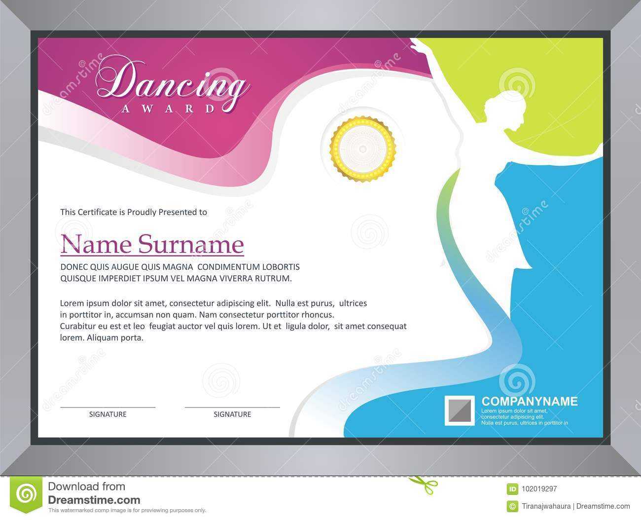 Dancing Certificate Stock Vector. Illustration Of Dancing With Regard To Dance Certificate Template