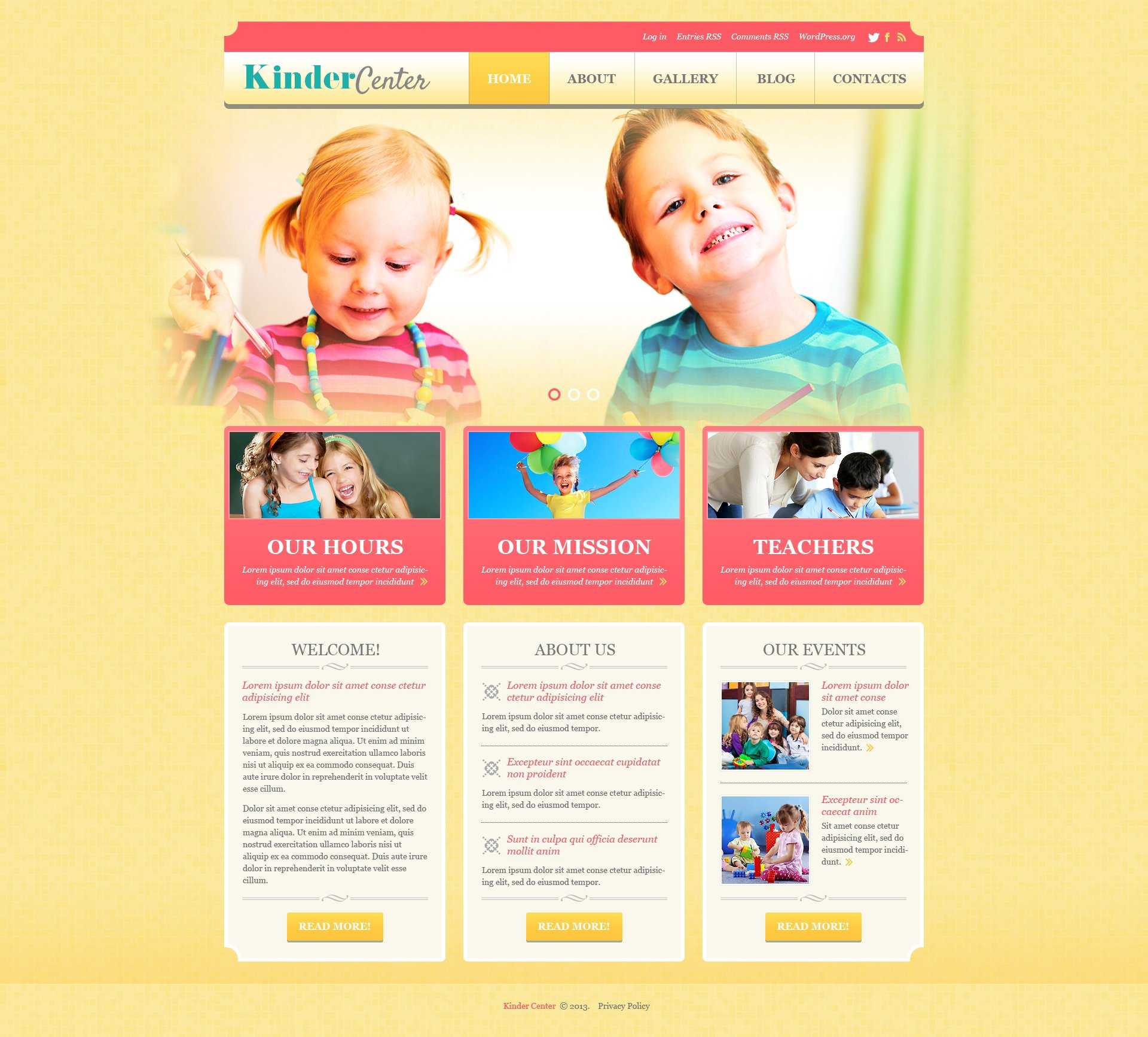 Day Care Responsive WordPress Theme For Daycare Brochure Template