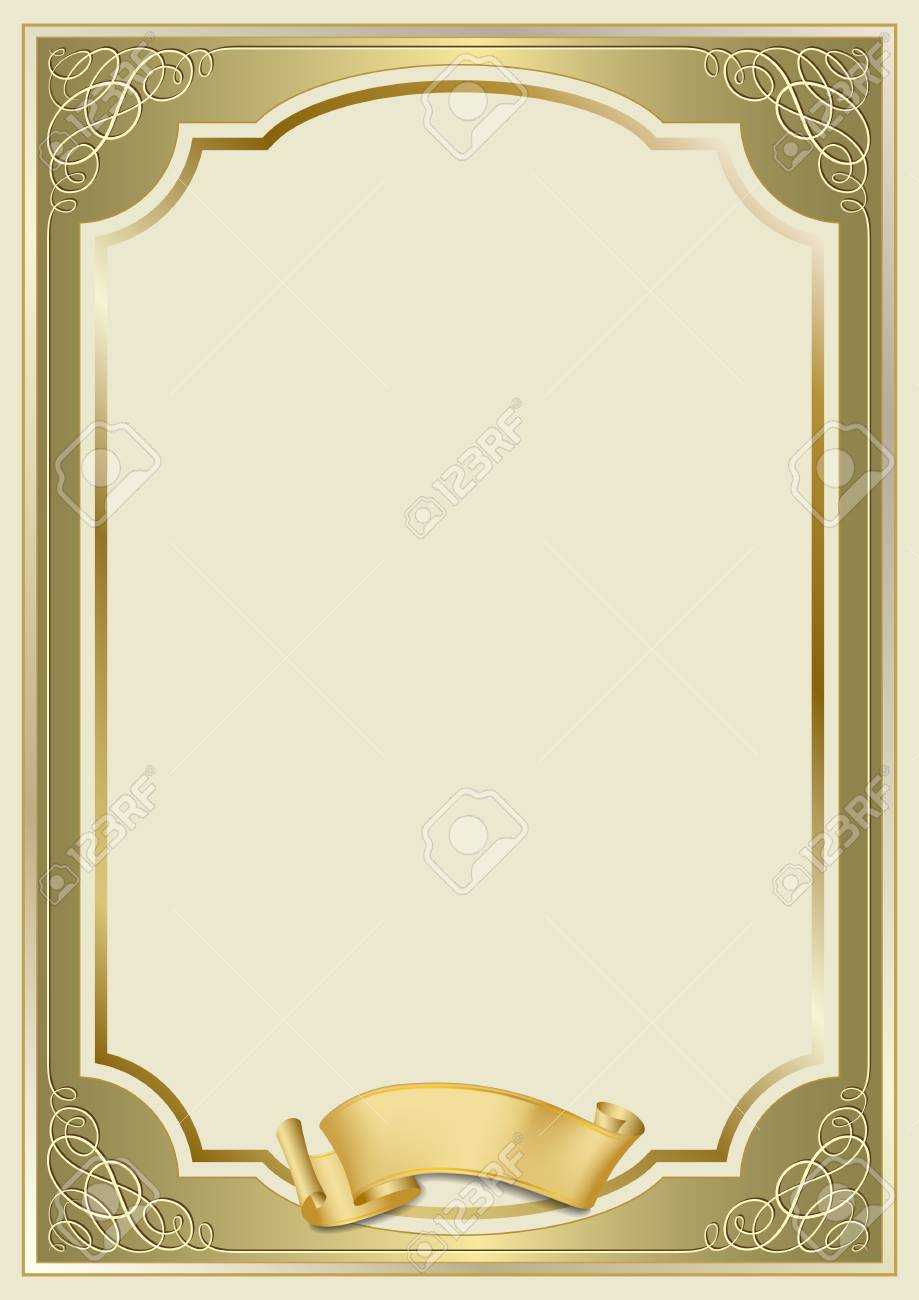 Decorative Rectangular Framework And A Scroll. Template For Diploma,.. For Certificate Scroll Template