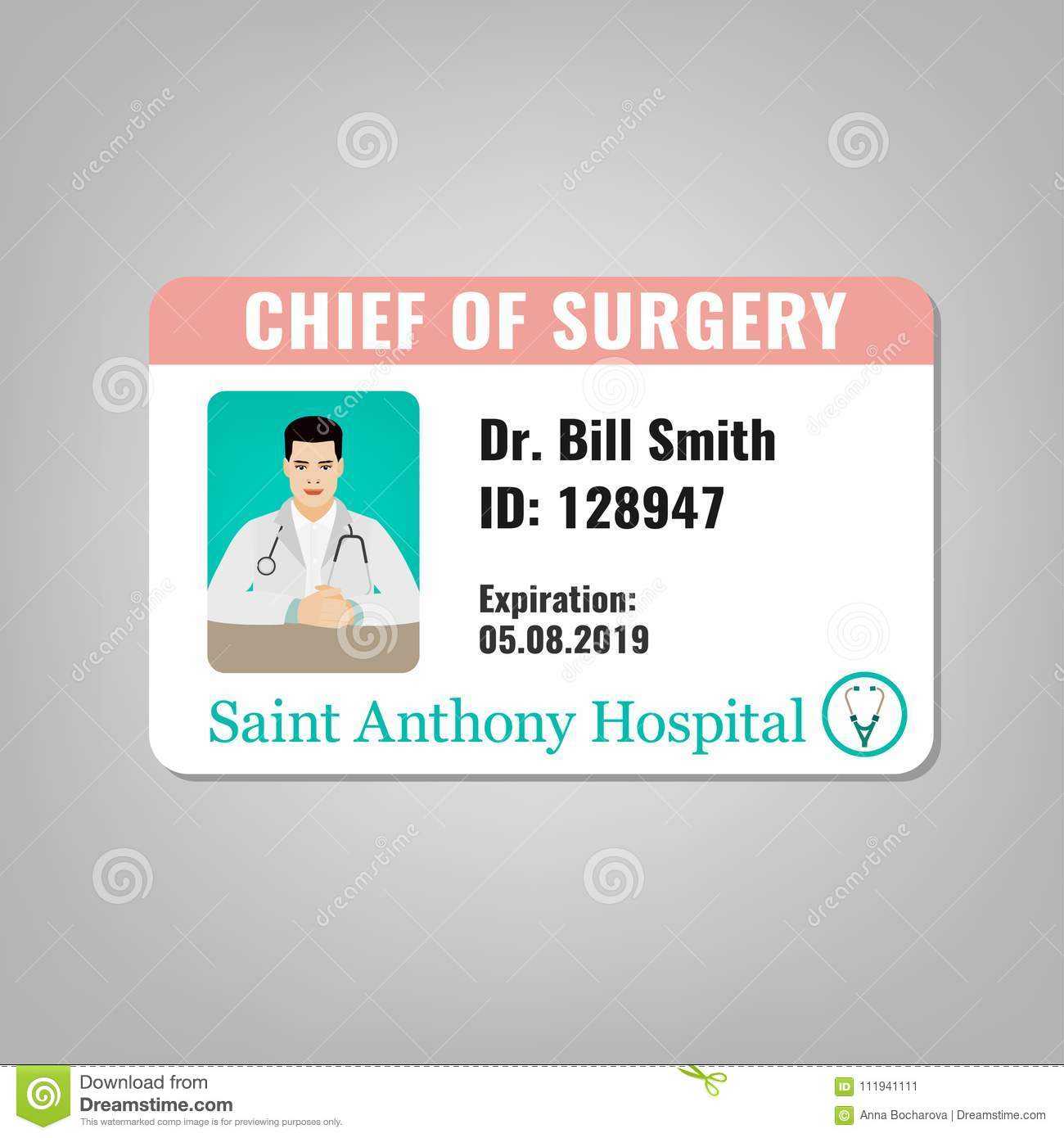Doctor Id Card Stock Vector. Illustration Of Care, Icon Pertaining To Doctor Id Card Template