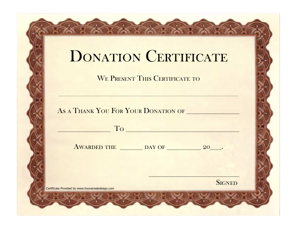 Donation Certificate Template | Certificate Templates Pertaining To Donation Certificate Template