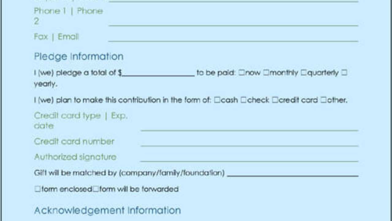 Donation Form Template | Excel & Word Templates Within Donation Cards Template