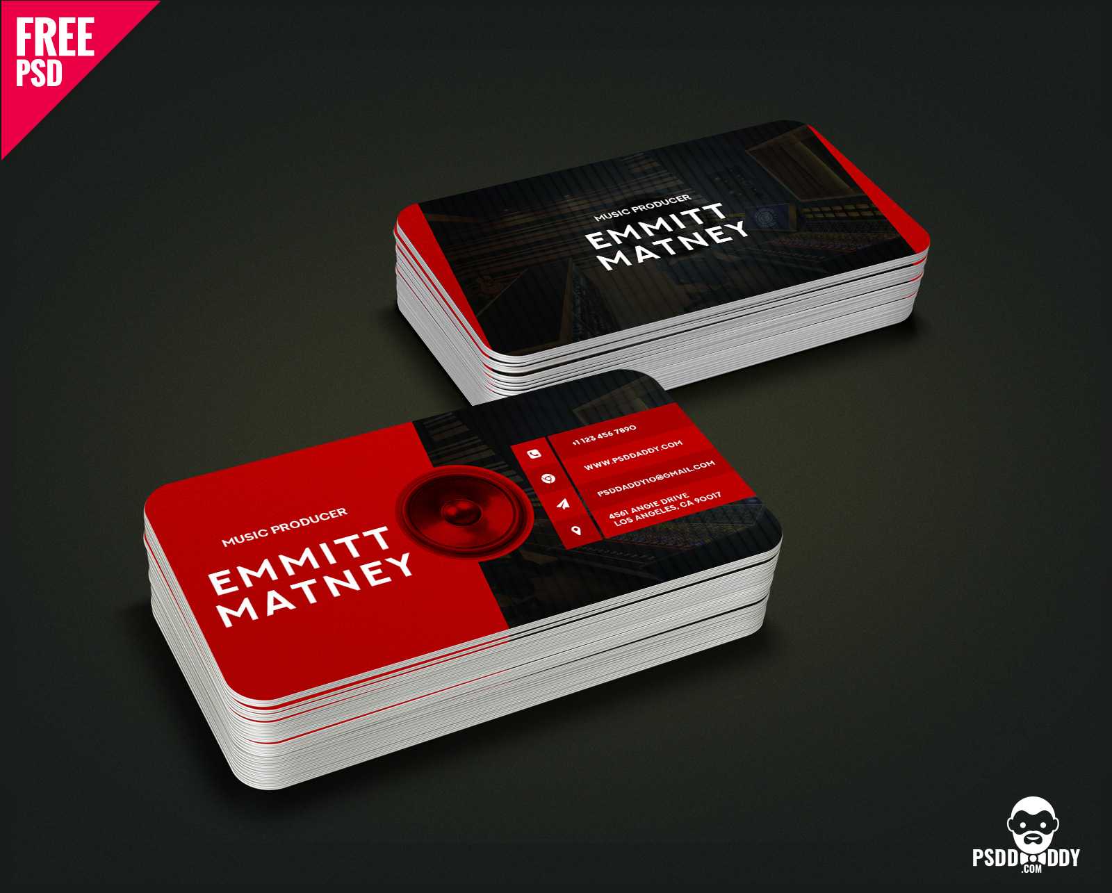 Download] Music Visiting Card Free Psd | Psddaddy Within Free Psd Visiting Card Templates Download
