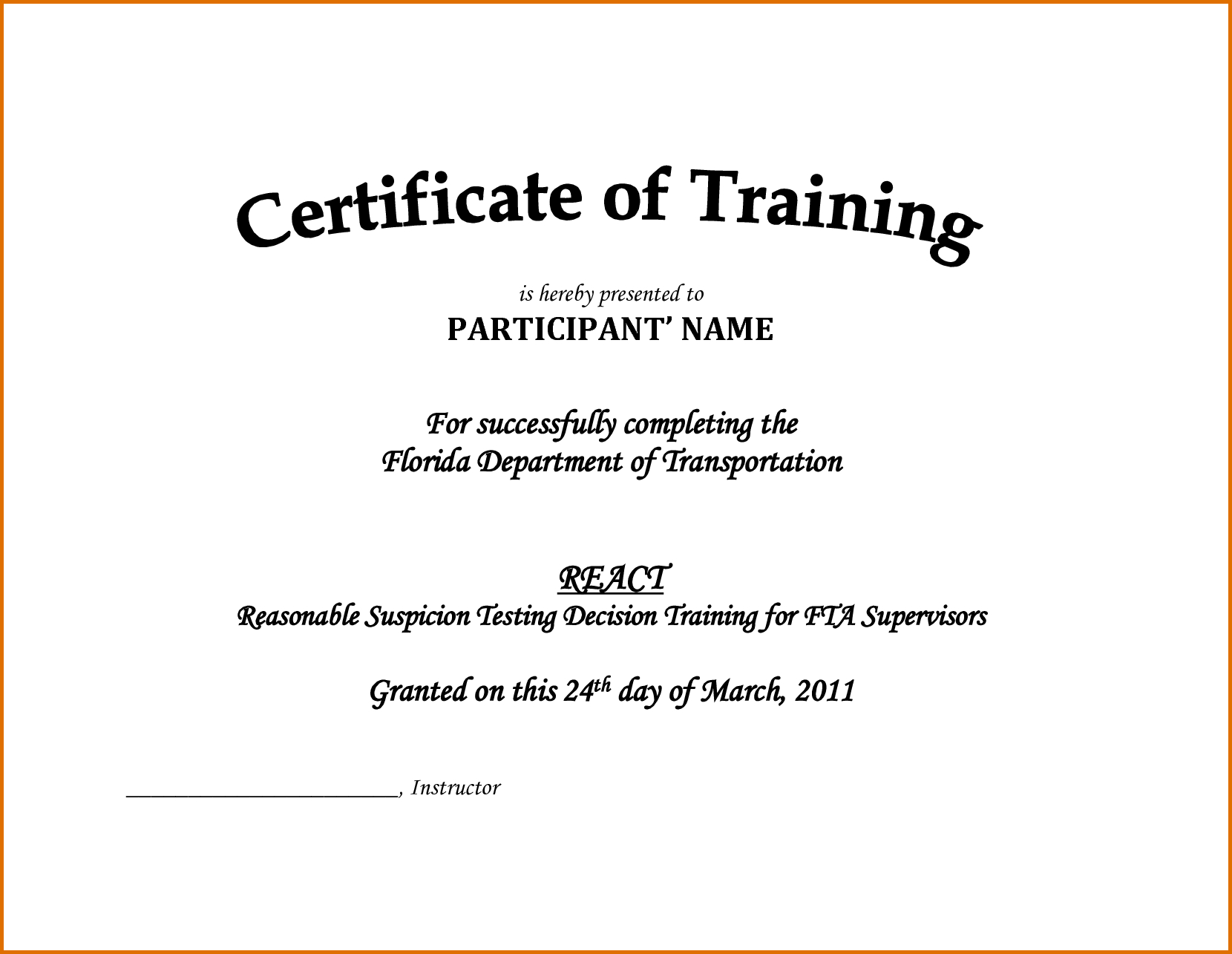 Downloadable Certificate Of Training Completion Template Intended For Training Certificate Template Word Format