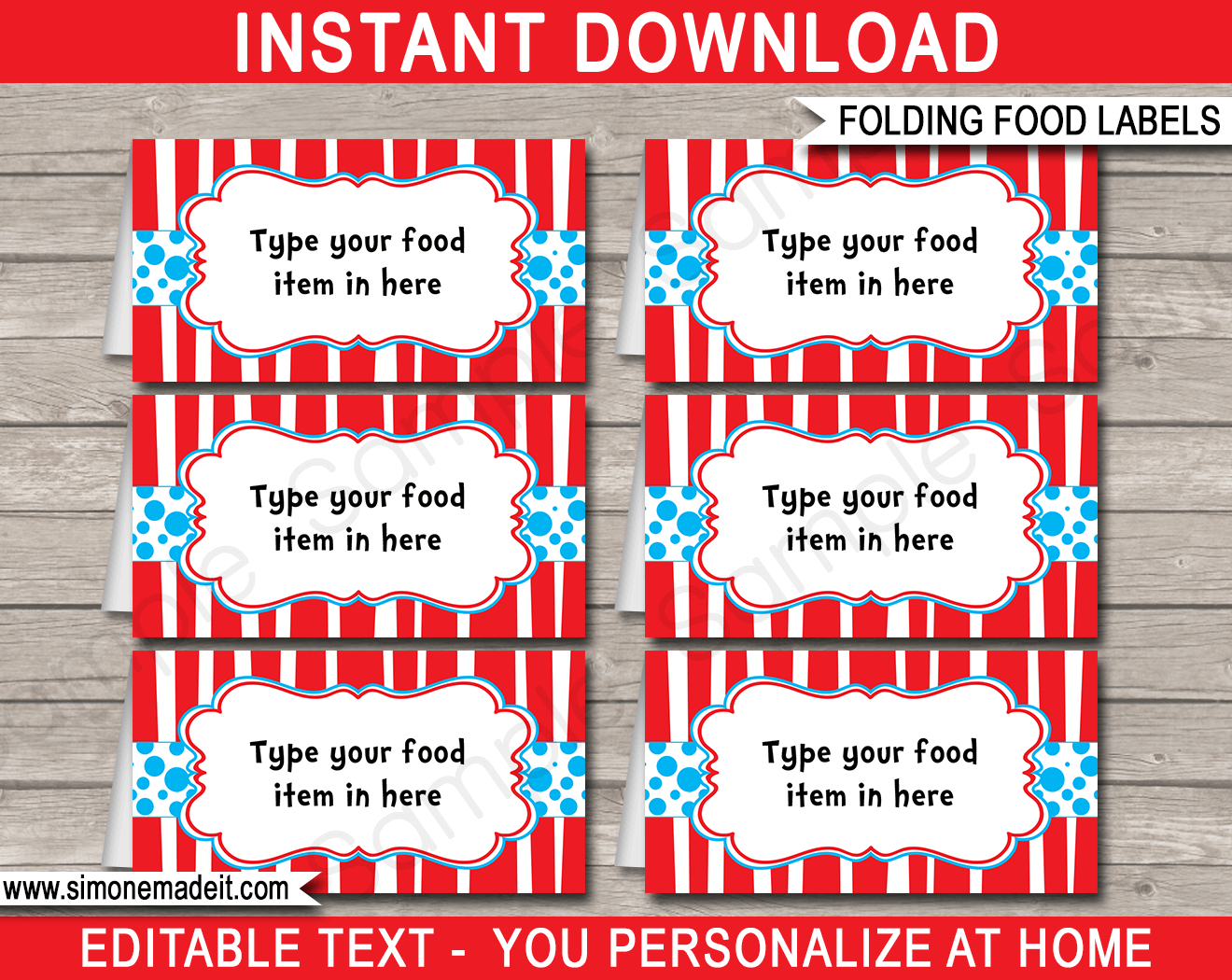 Dr Seuss Party Food Labels Template With Dr Seuss Birthday Card Template