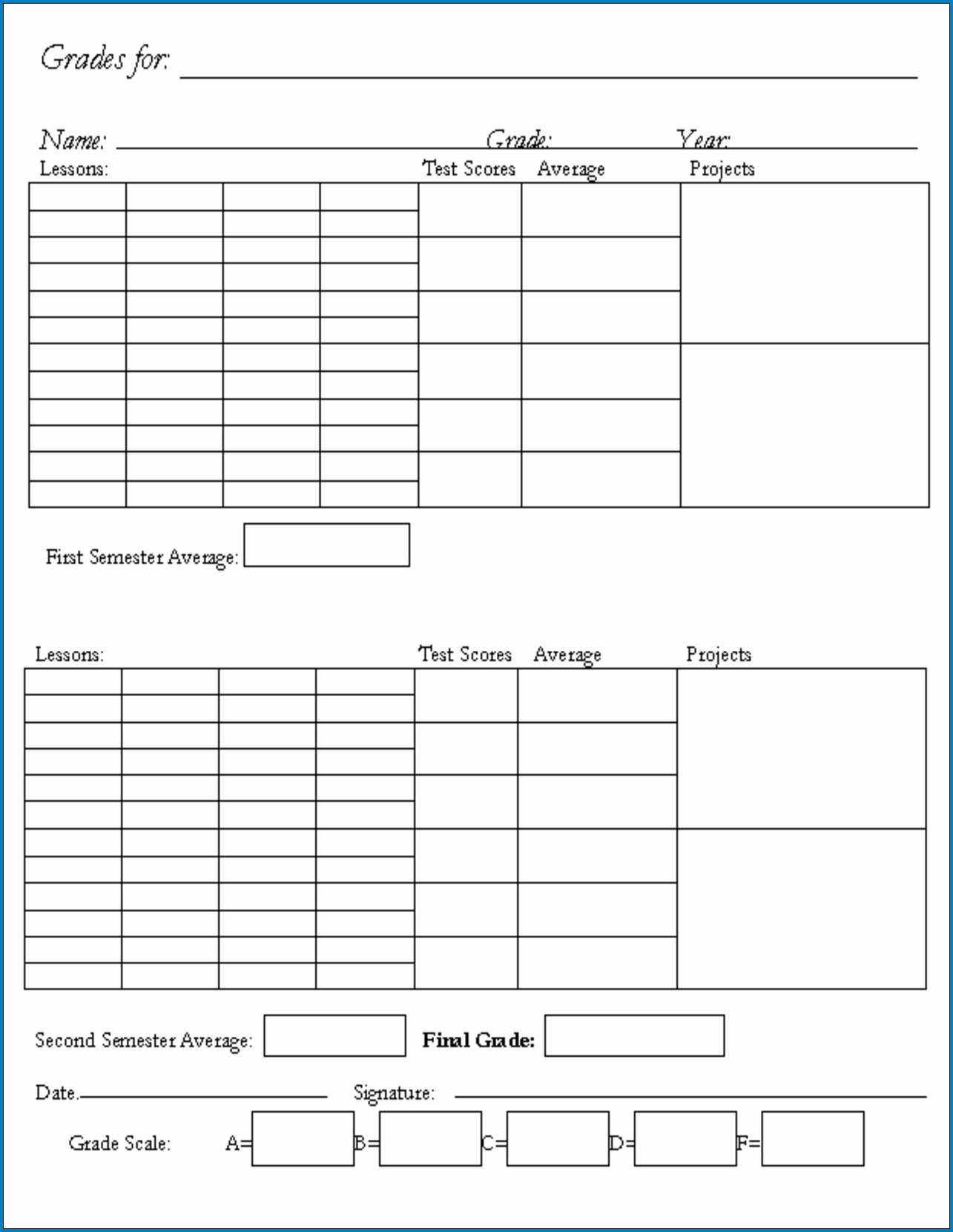 √ Free Printable Homeschool Report Card Template | Templateral For Homeschool Report Card Template Middle School