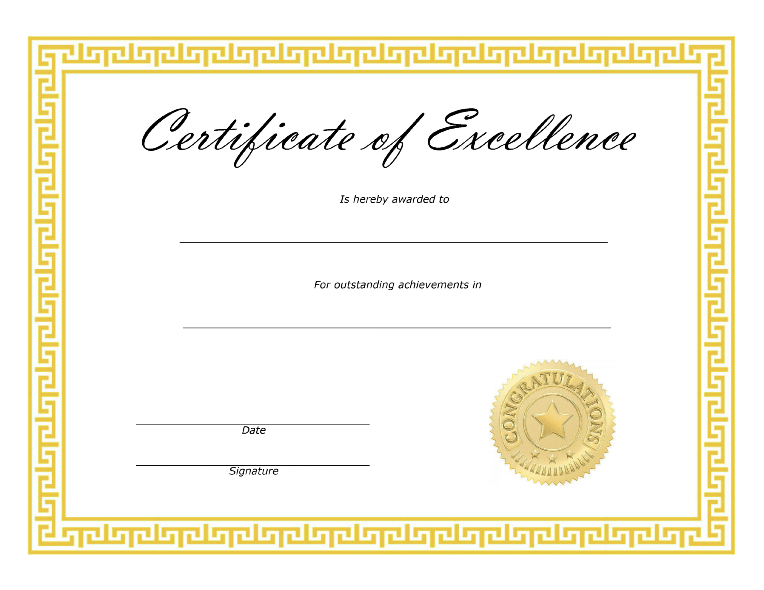 ❤️ Free Sample Certificate Of Excellence Templates❤️ Intended For Free Certificate Of Excellence Template